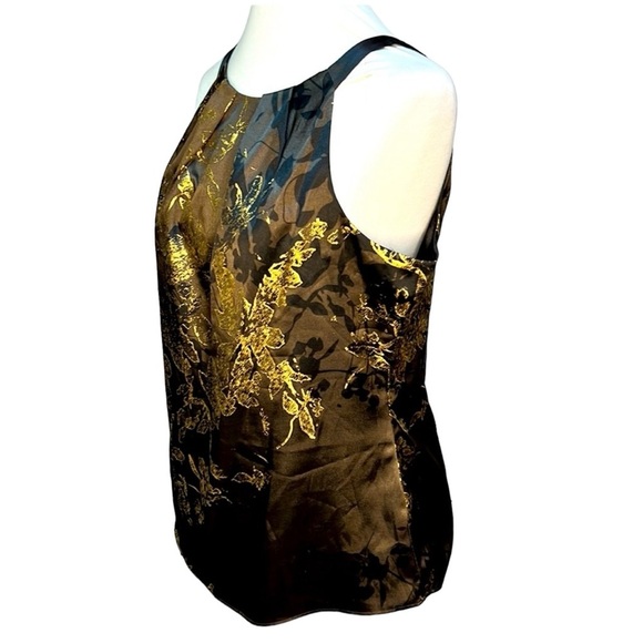 Tahari Silky Gold Design Blouse - Picture 2 of 4